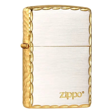 Zippo lighter Arabesque 3-sides Etching Silver Gold Plating Windproof Collection in box
