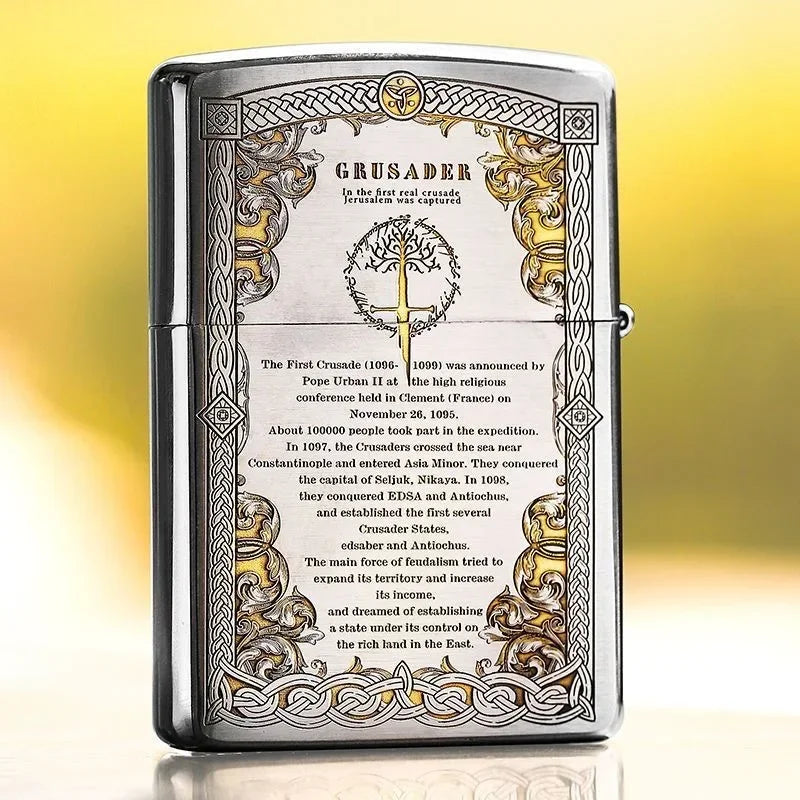 Zippo lighter Grusader King Sword Worriers Pattern Exquisite Windproof Collection in box