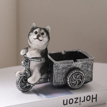 Cute Schnauzer Dog Ashtray Decoration Desktop Ornament Home Living Room Office Desktop Anti Fly Ash Men Gift