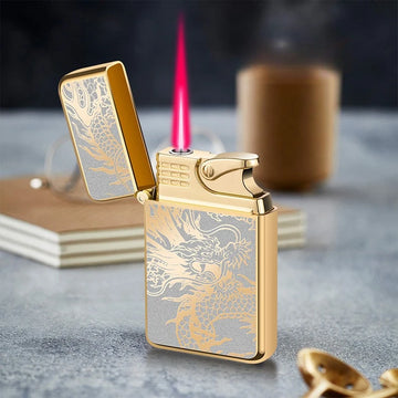 Ultra-thin Windproof Red Flame Butane Gas Lighter Windproof Flame Metal Cigarette Lighter Portable Personalized Gift