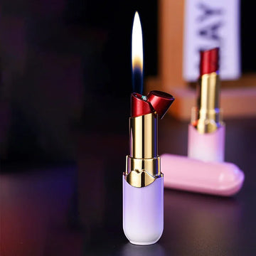 Metal Winproof Gradient Color Lipstick Lighter for Women High-value Butane Gas Trend Gift Smoking Gadgets Cigarette Accessories