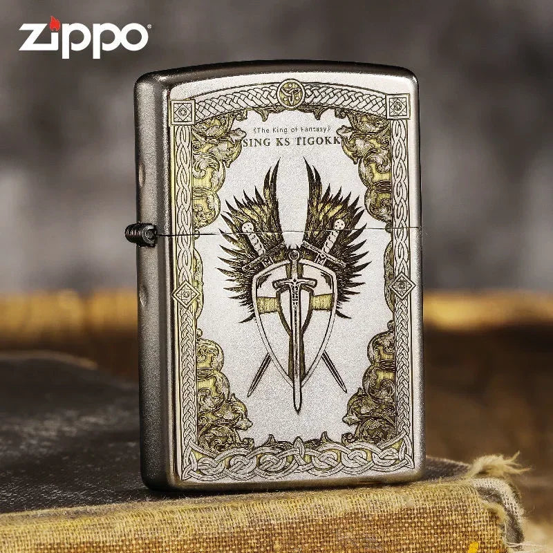 Zippo lighter Grusader King Sword Worriers Pattern Exquisite Windproof Collection in box