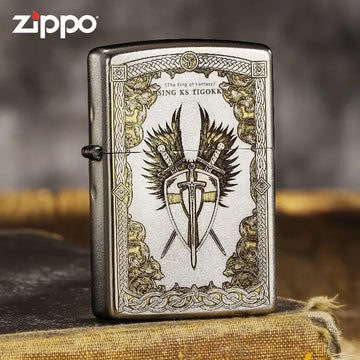 Zippo lighter Grusader King Sword Worriers Pattern Exquisite Windproof Collection in box