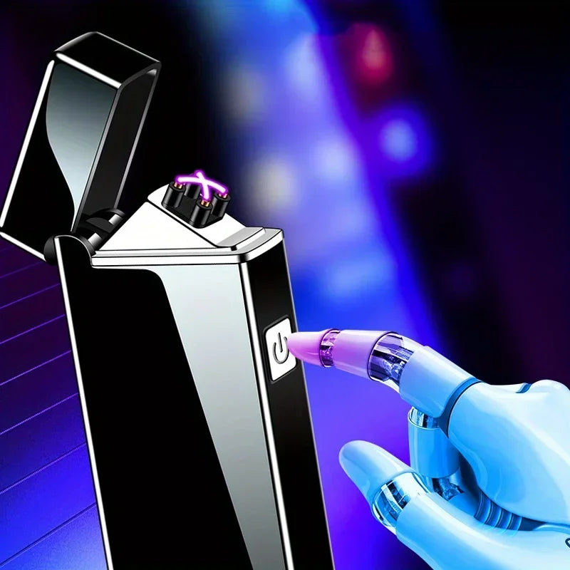 New Electric Lighter - Rechargeable USB Plasma Windproof Double Arc Lighter Halloween Gift, Christmas Gift, Birthday Gift Unisex